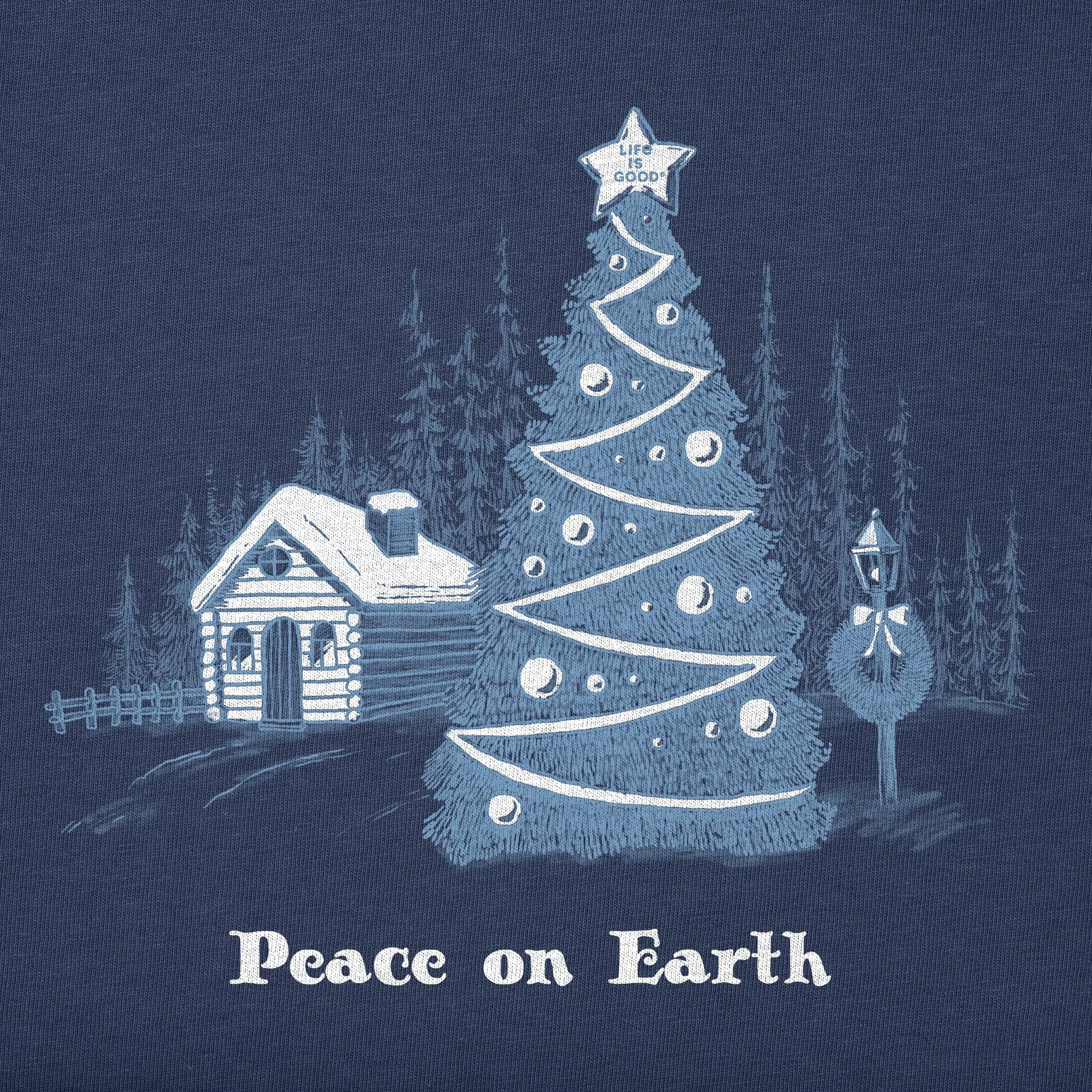 Women's Peace on Earth Christmas Tree Long Sleeve Crusher Vee sold by Life is Good product image thumbnail 2