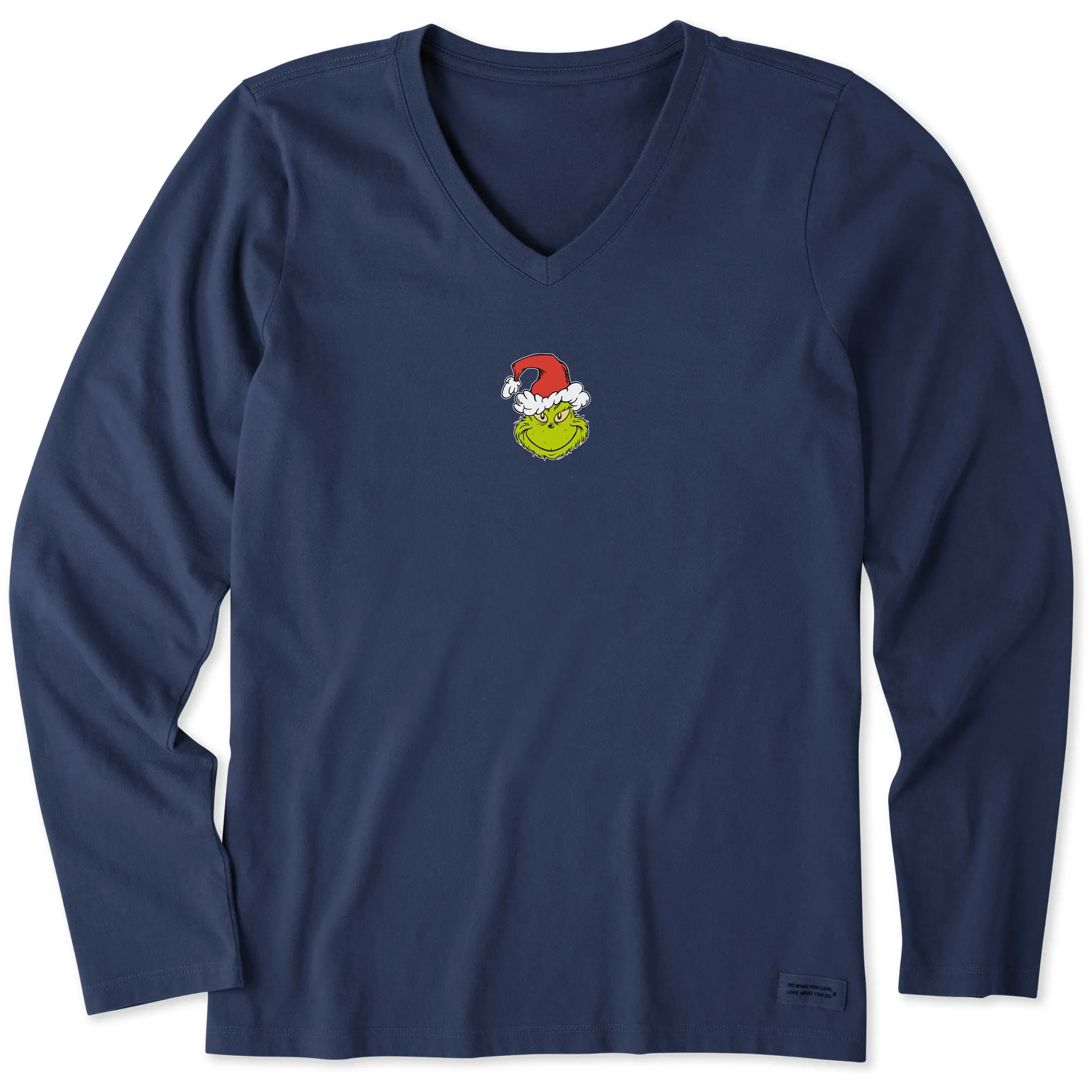 Women's Grinch Santa Hat Long Sleeve Crusher Vee sold by Life is Good
