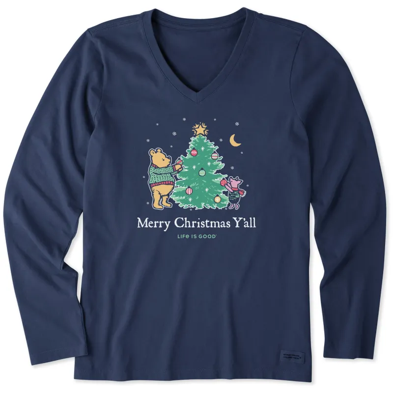Women's Winnie Merry Christmas Y'all Long Sleeve Crusher Vee sold by Life is Good