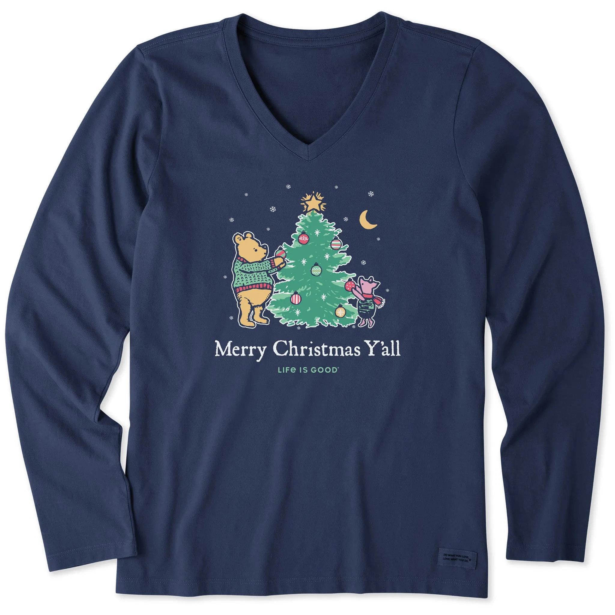 Women's Winnie Merry Christmas Y'all Long Sleeve Crusher Vee sold by Life is Good