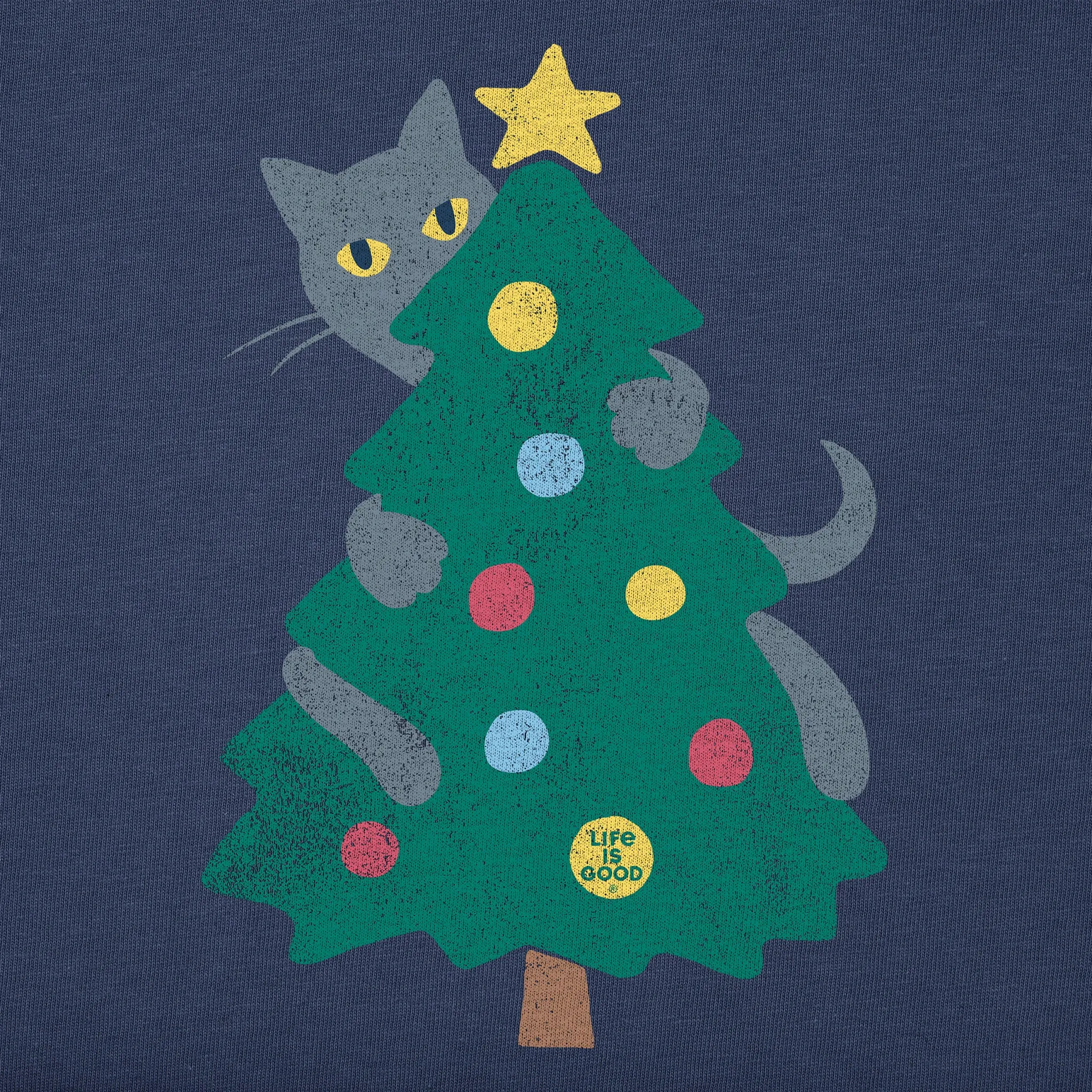 Women's Cat Christmas Tree Long Sleeve Crusher Vee sold by Life is Good product image thumbnail 2