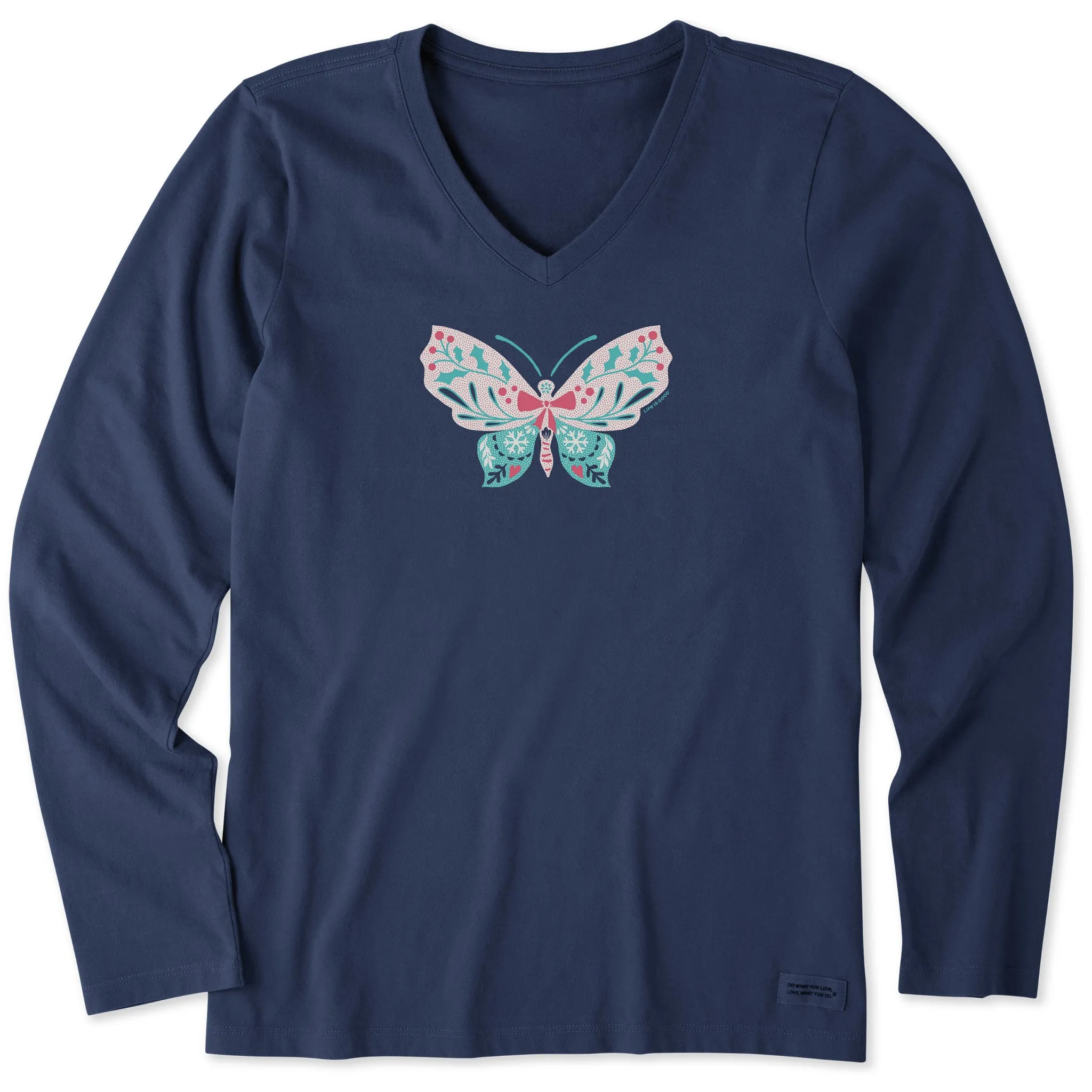 Women's Holiday Butterfly Long Sleeve Crusher Vee sold by Life is Good