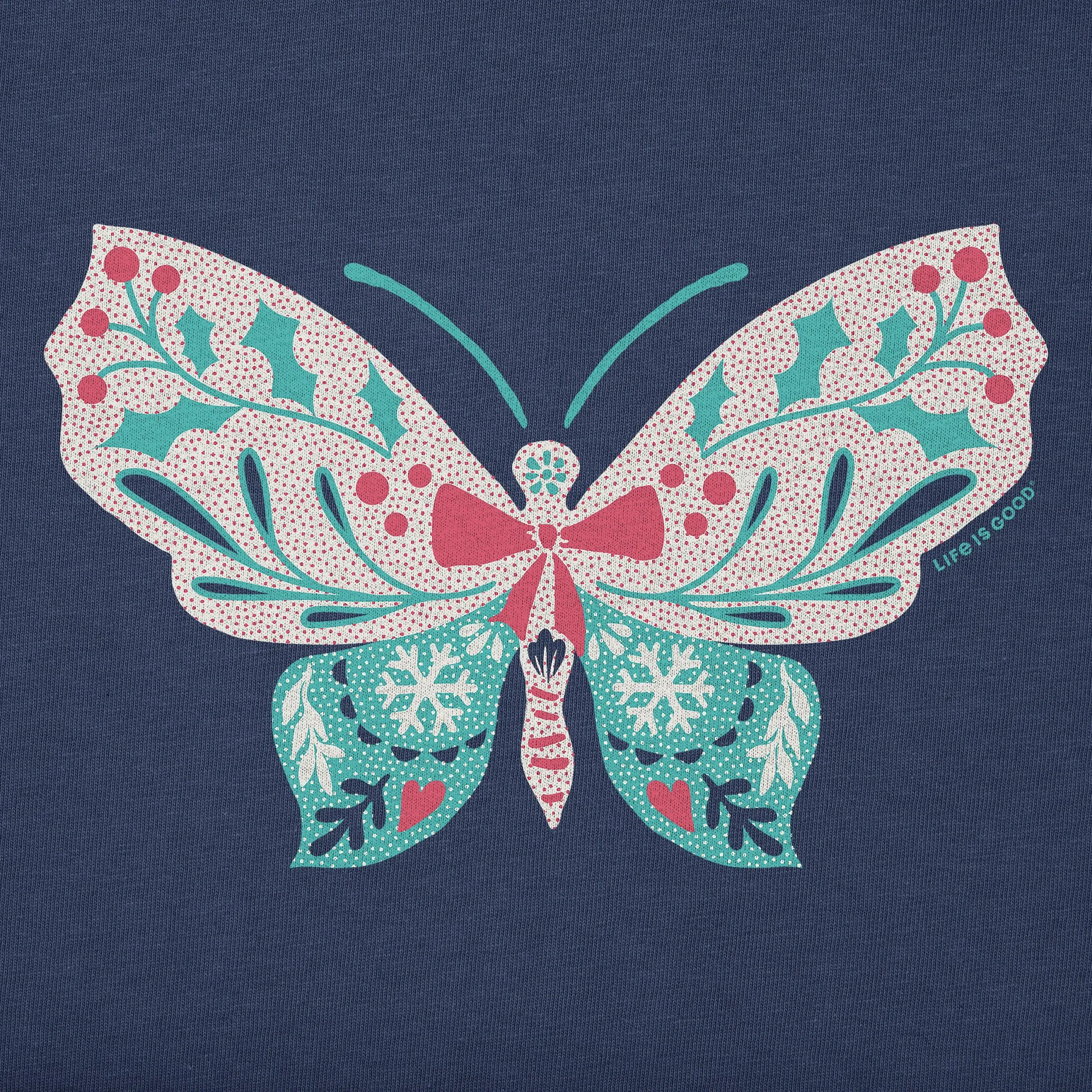 Women's Holiday Butterfly Long Sleeve Crusher Vee sold by Life is Good product image thumbnail 2