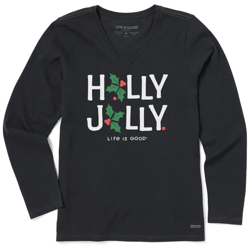 Women's Holly Jolly Long Sleeve Crusher Vee sold by Life is Good