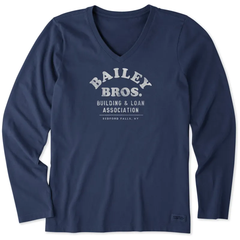 Women's Bailey Bros. Building & Loan Assoc. Long Sleeve Crusher Vee sold by Life is Good