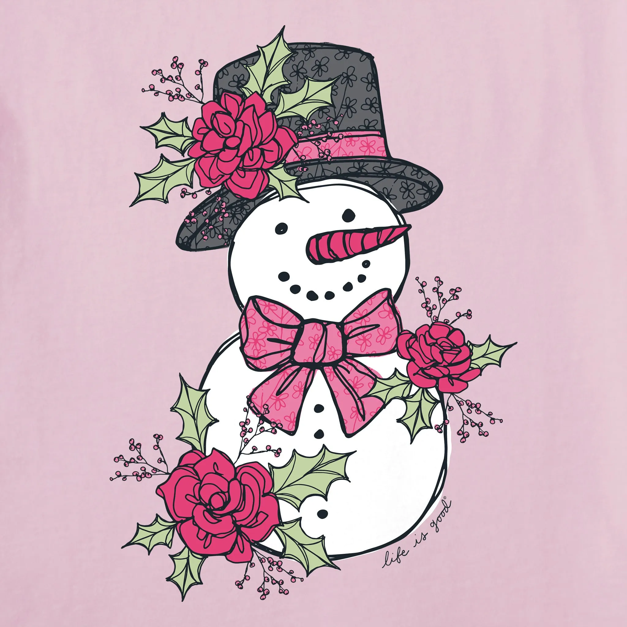 Women's Floral Snowman Long Sleeve Crusher Vee sold by Life is Good product image thumbnail 2