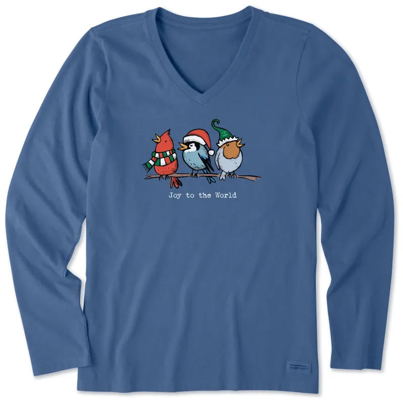 Women's Joy to the World Birds Long Sleeve Crusher Vee made by Life is Good
