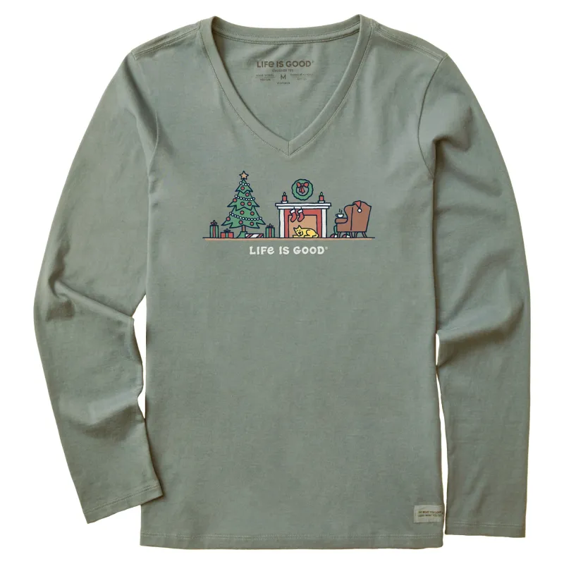 Women's Christmas Morning Vista Long Sleeve Crusher Vee sold by Life is Good