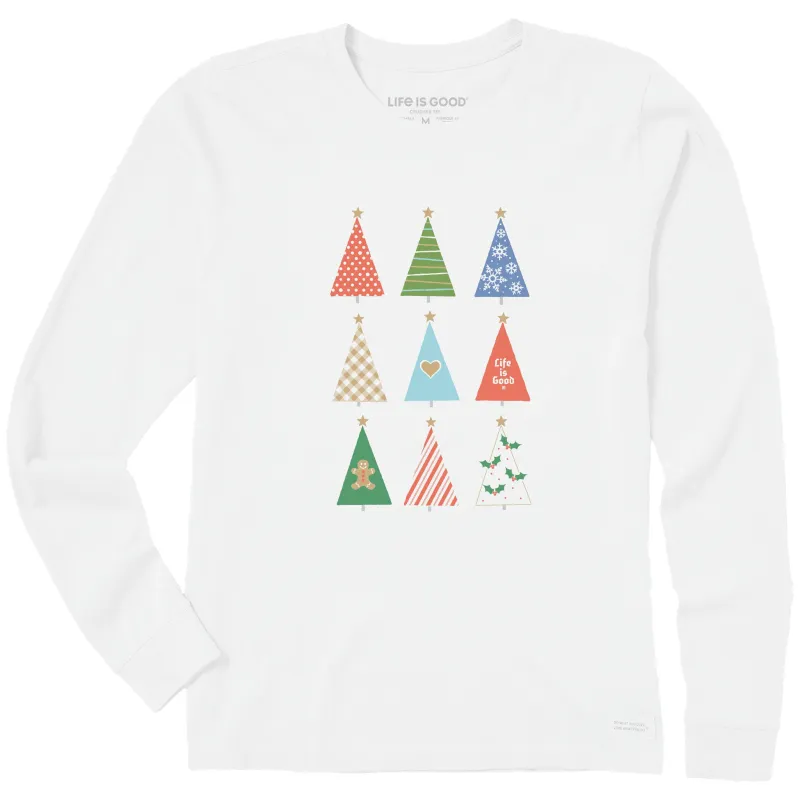 Women's Retro Christmas Trees Long Sleeve Crusher Tee sold by Life is Good