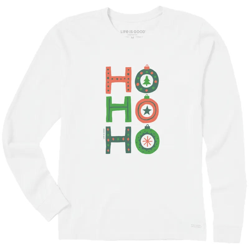 Women's Ho Ho Ho Ornaments Long Sleeve Crusher Tee made by Life is Good