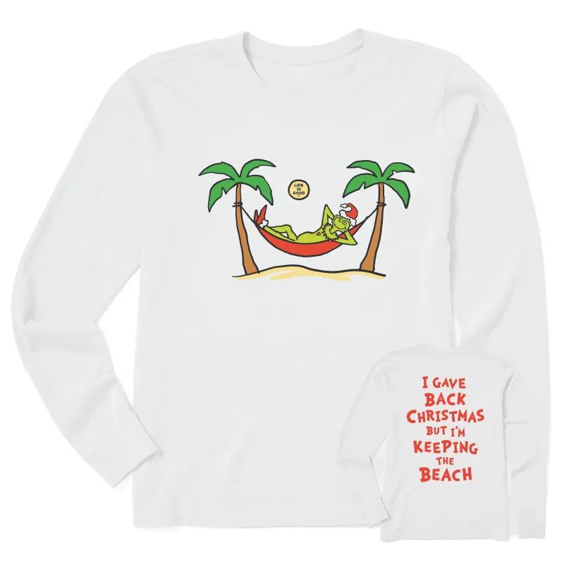Women's Grinch Gave Back Christmas Beach Long Sleeve Crusher Tee sold by Life is Good