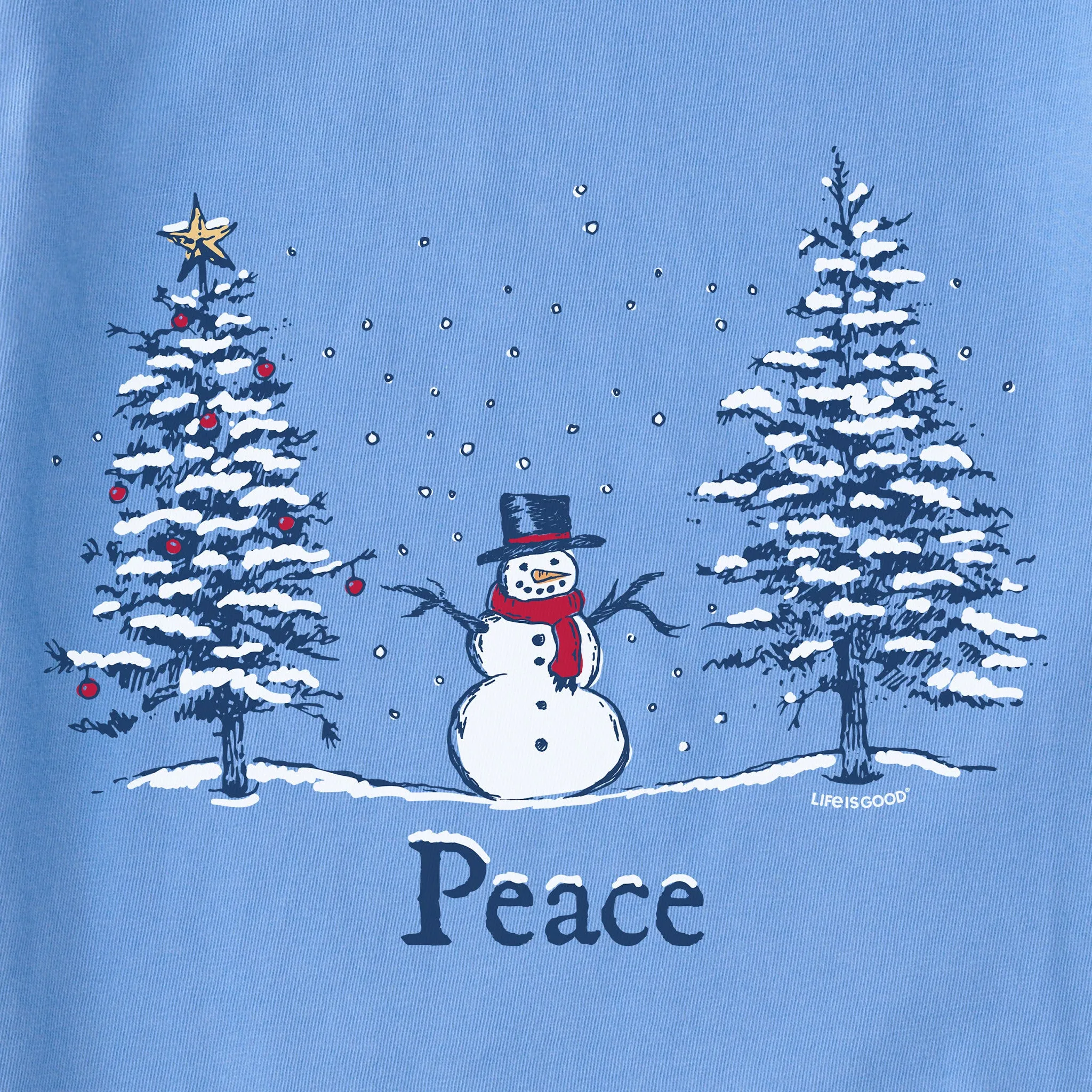 Women's Peace Trees Snowman Long Sleeve Crusher Tee sold by Life is Good product image thumbnail 2