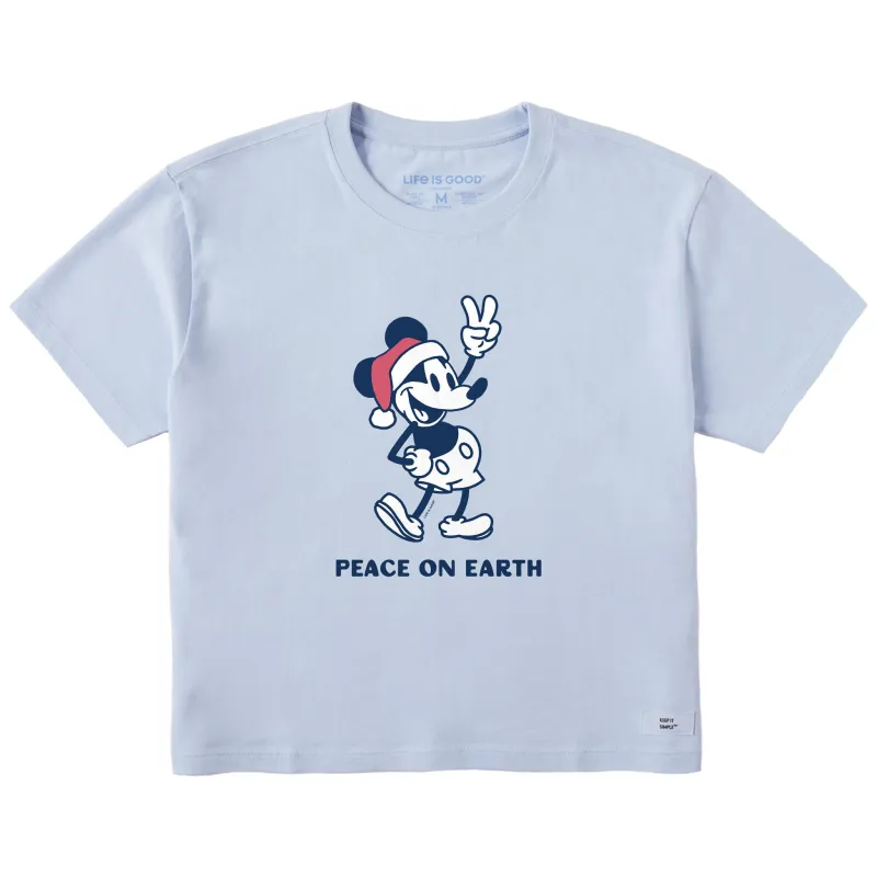 Women's Peace on Earth Willie Short Sleeve Crusher Boxy Tee sold by Life is Good