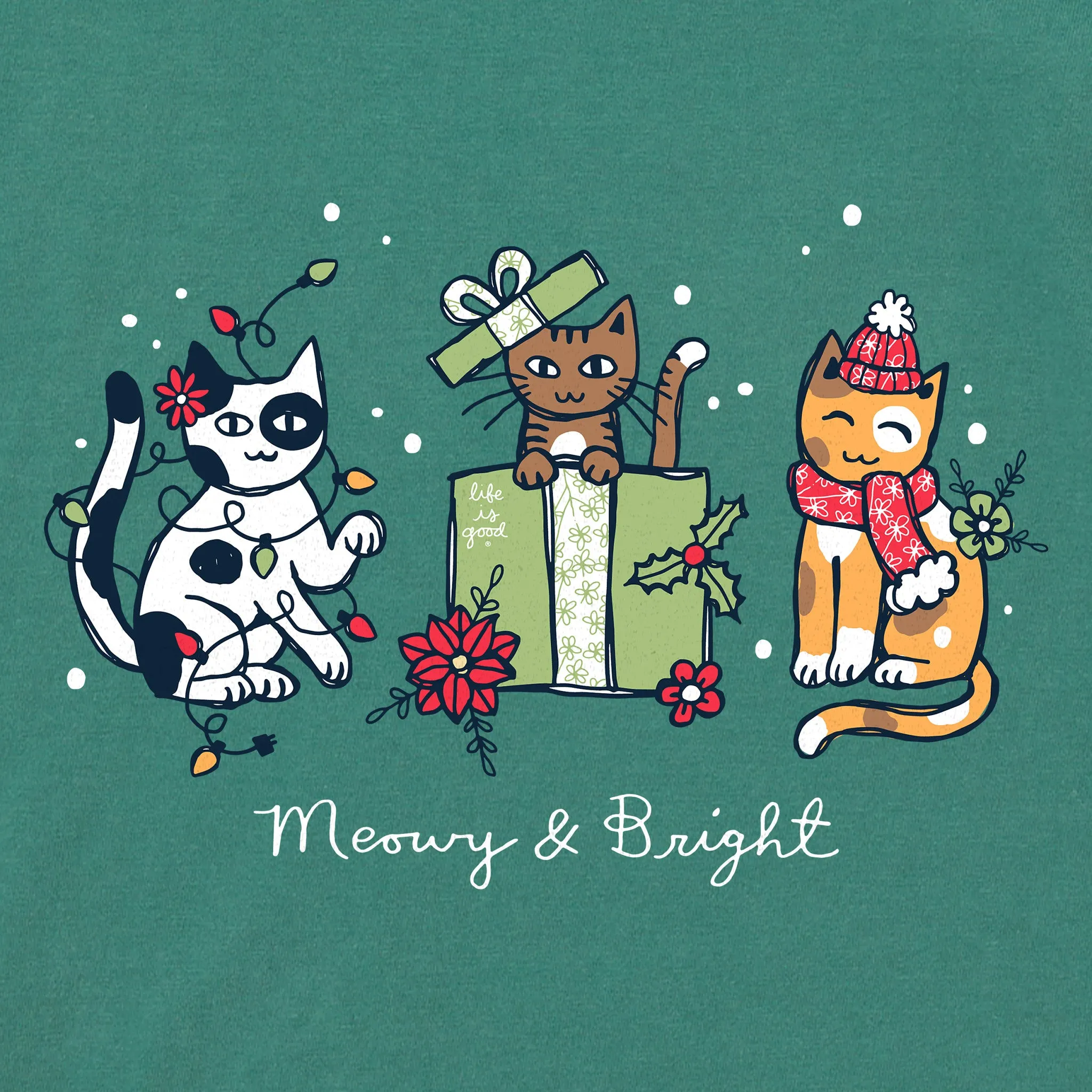 Women's Meowy & Bright Winter Kitties Long Sleeve Crusher Tee sold by Life is Good product image thumbnail 4