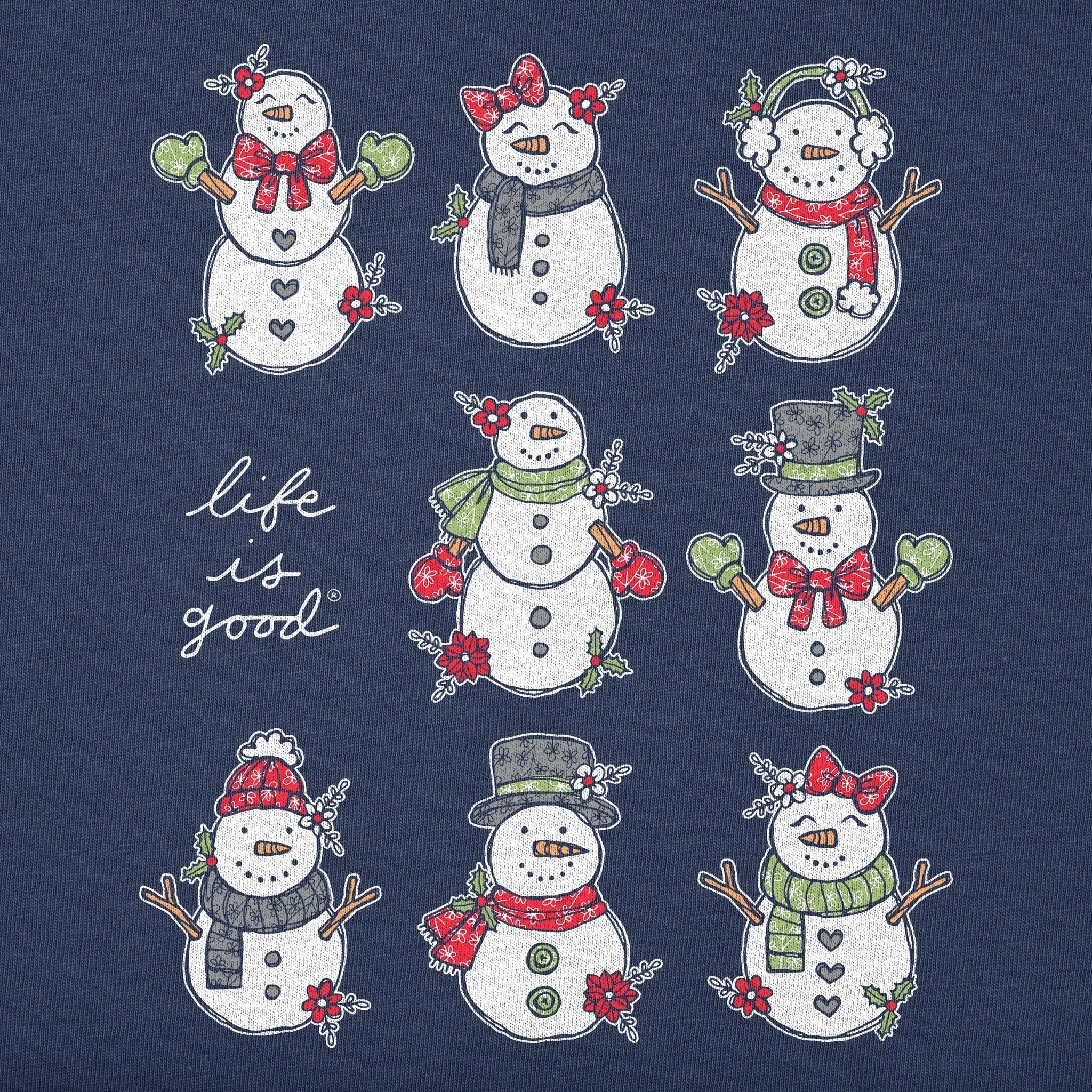 Women's Xmas Snowman Grid Long Sleeve Crusher Tee sold by Life is Good product image thumbnail 4