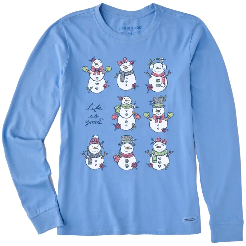Women's Xmas Snowman Grid Long Sleeve Crusher Tee sold by Life is Good