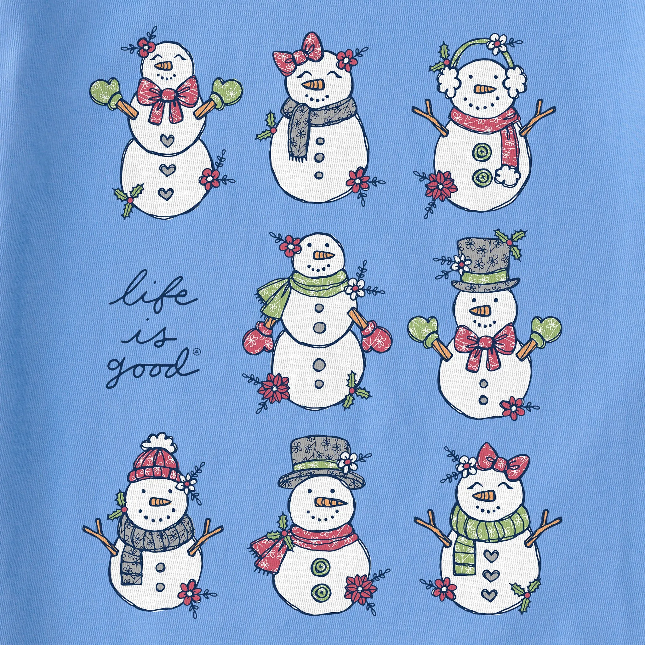 Women's Xmas Snowman Grid Long Sleeve Crusher Tee sold by Life is Good product image thumbnail 2
