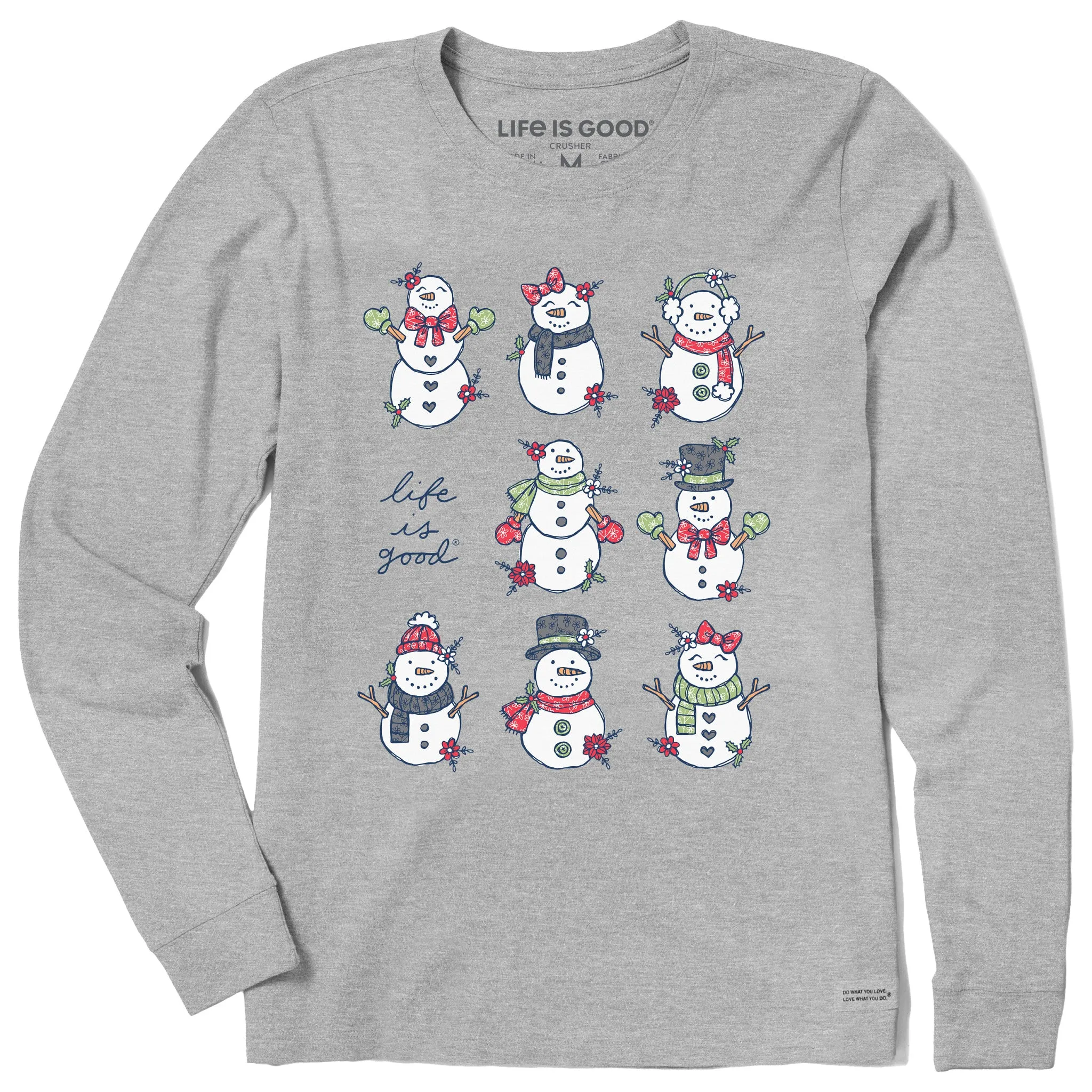 Women's Xmas Snowman Grid Long Sleeve Crusher Tee sold by Life is Good product image thumbnail 5