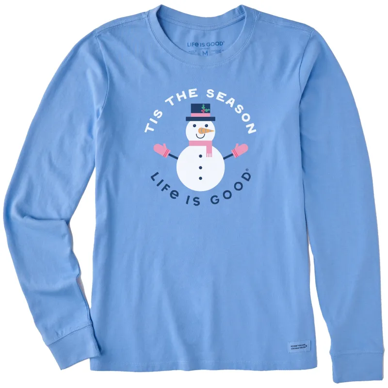Women's Tis the Season Snowman Long Sleeve Crusher Tee made by Life is Good