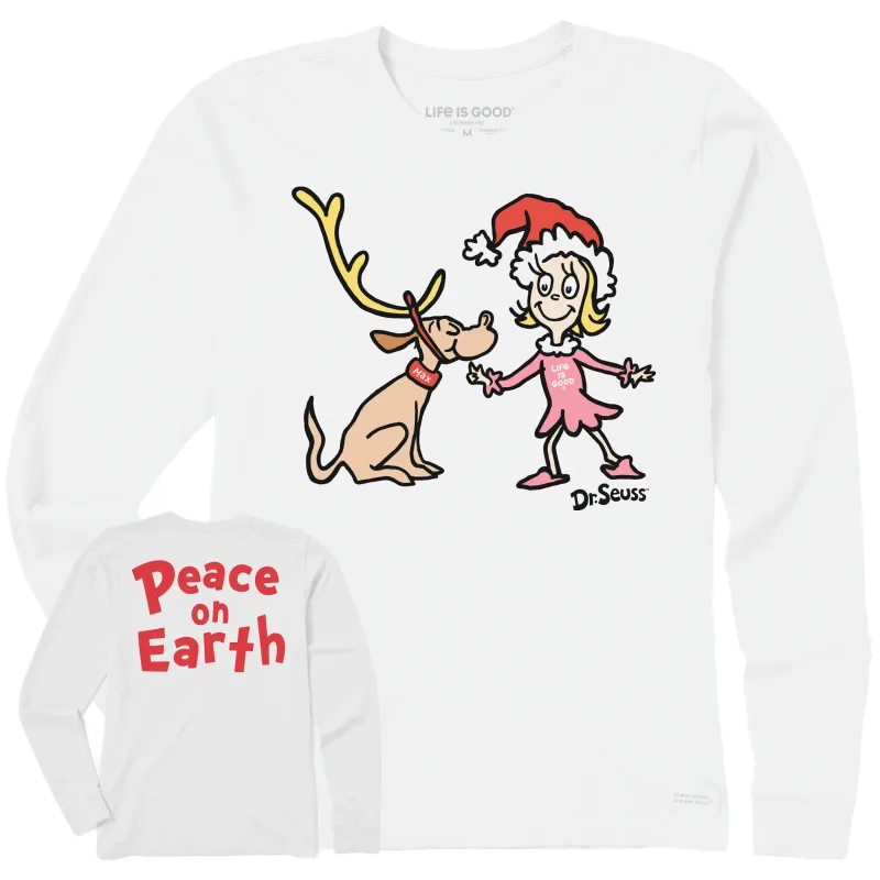 Women's Peace on Earth Cindy Lou Long Sleeve Crusher Tee sold by Life is Good
