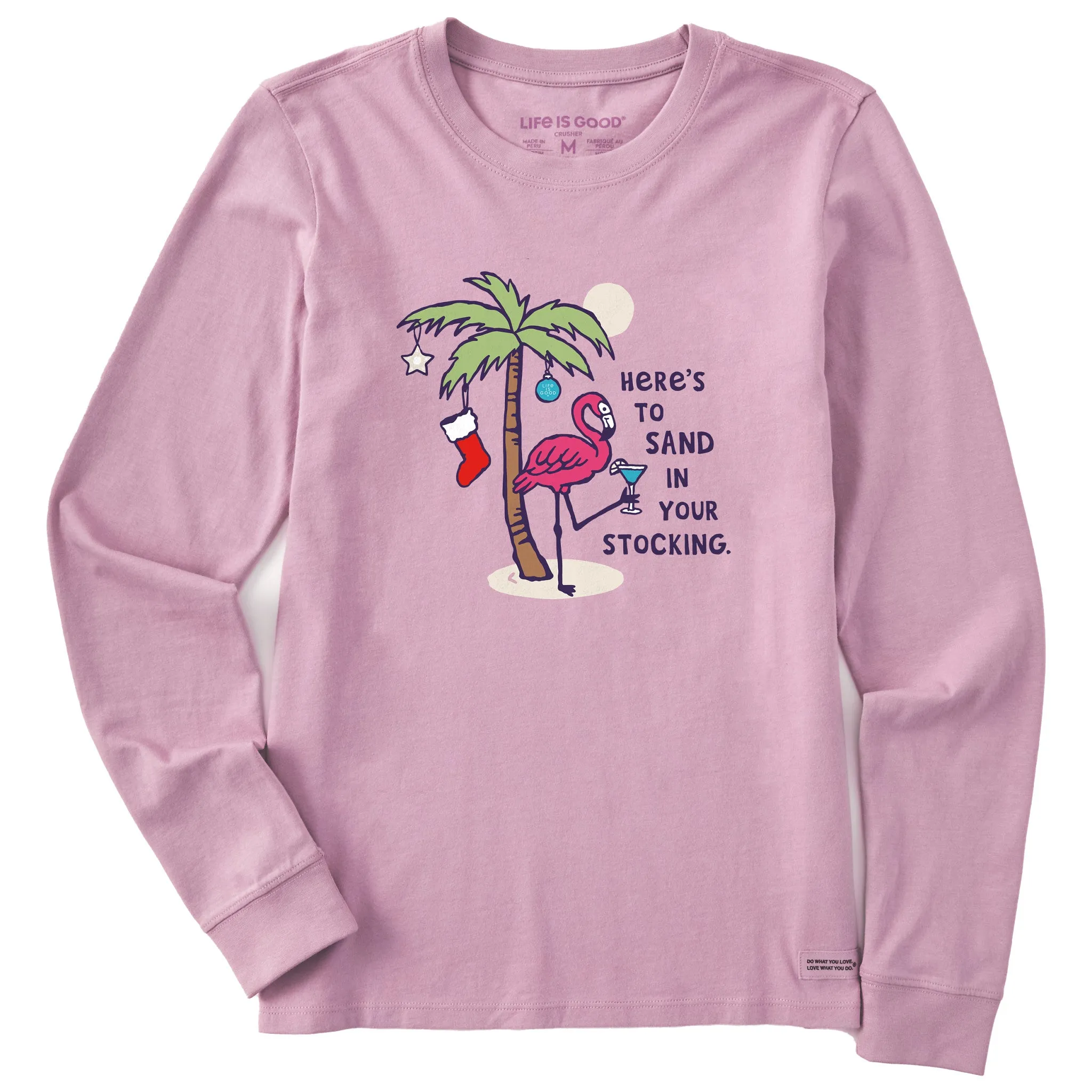 Women's Flamingo Sand in your Stocking Long Sleeve Crusher Tee sold by Life is Good product image thumbnail 3