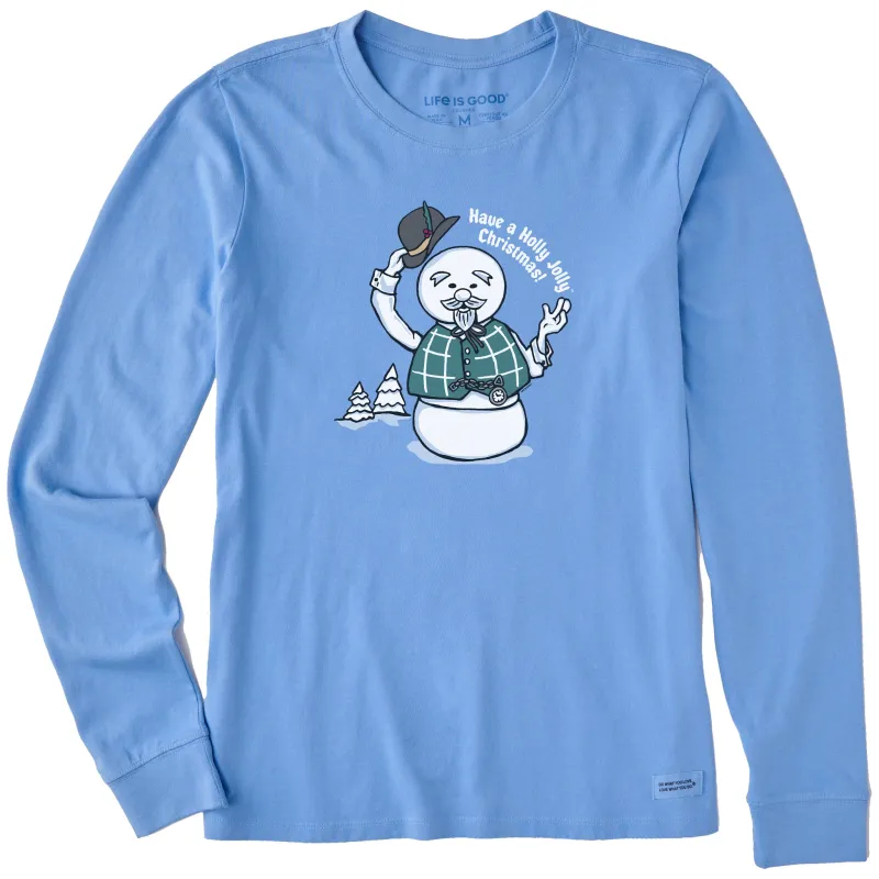 Women's Sam Have a Holly Jolly Christmas Long Sleeve Crusher Tee sold by Life is Good