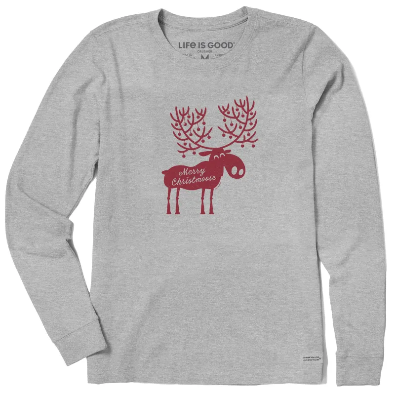 Women's Merry Christmoose Antlers Long Sleeve Crusher Tee sold by Life is Good