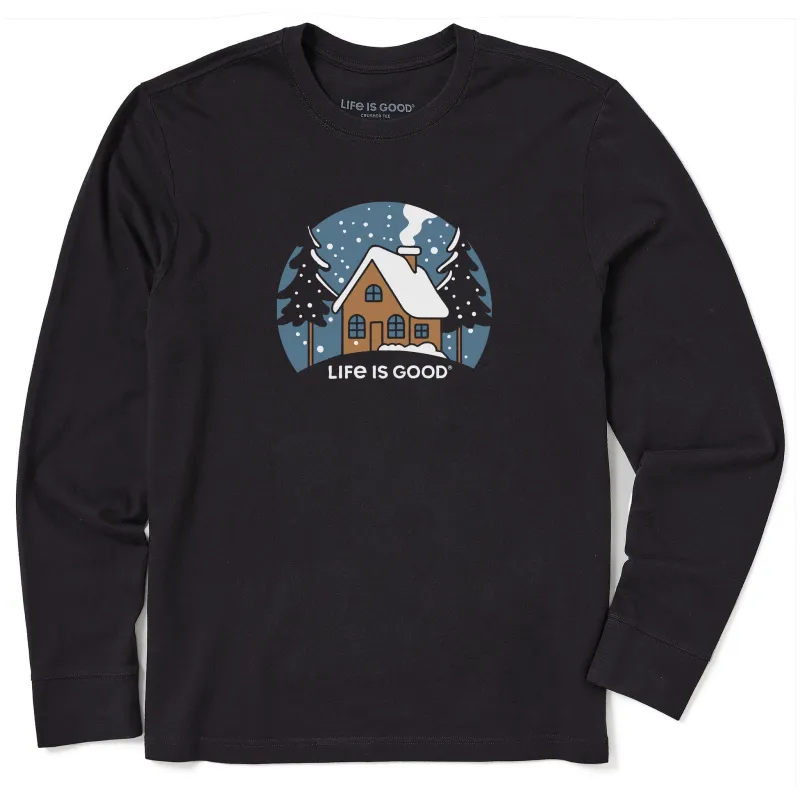 Men's Cabin in the Snow Long Sleeve Crusher Tee sold by Life is Good