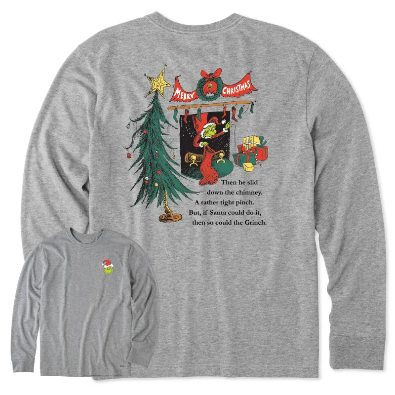 Men's Grinch Fireplace Long Sleeve Crusher Tee sold by Life is Good