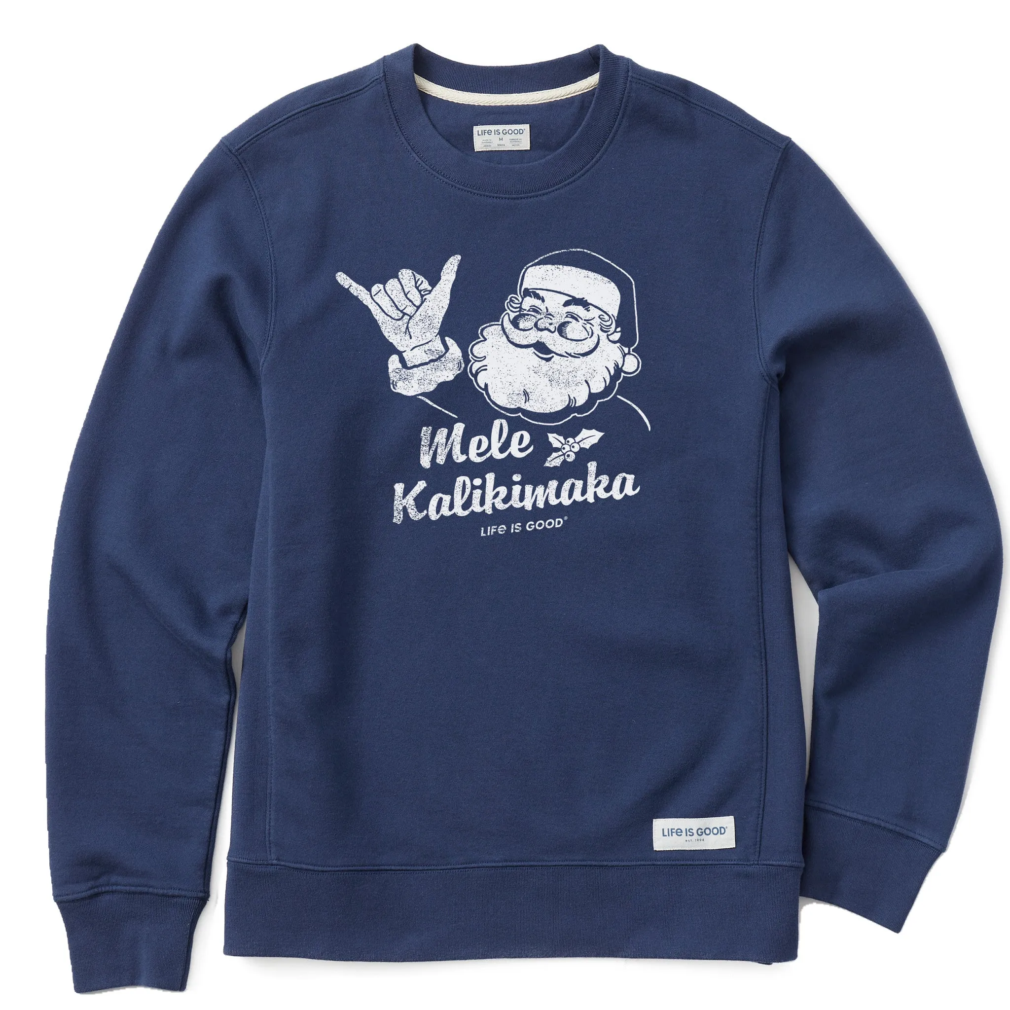 Men's Santa Mele Kalikimaka Simply True Fleece Crew sold by Life is Good