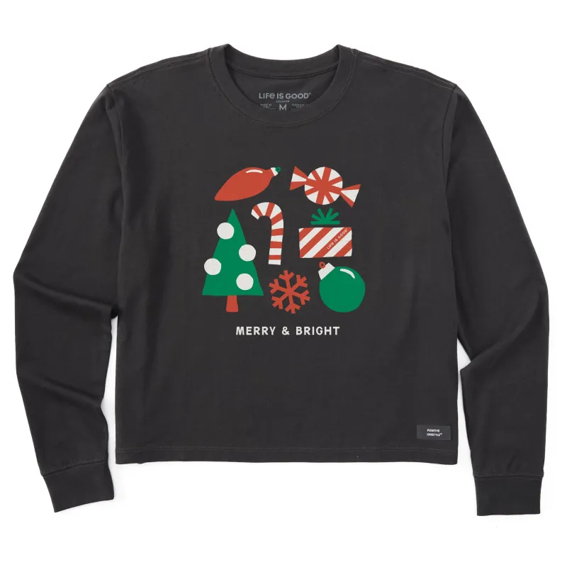 Women's Merry & Bright Medley Long Sleeve Crusher Boxy Tee made by Life is Good