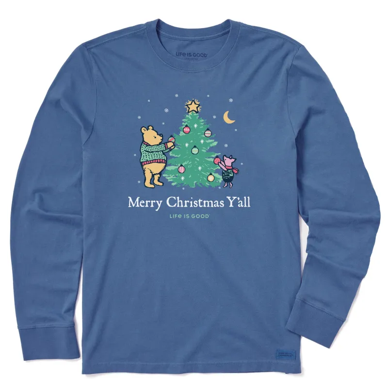 Men's Winnie Merry Christmas Y'all Long Sleeve Crusher Tee sold by Life is Good