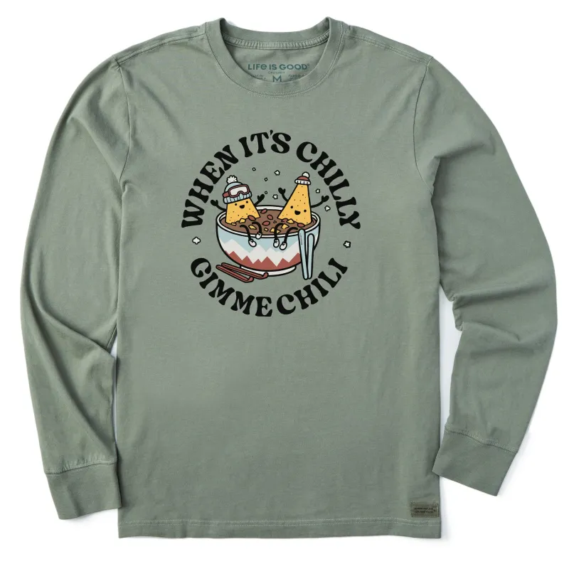 Men's When it's Chilly, Gimme Chili Long Sleeve Crusher Tee sold by Life is Good