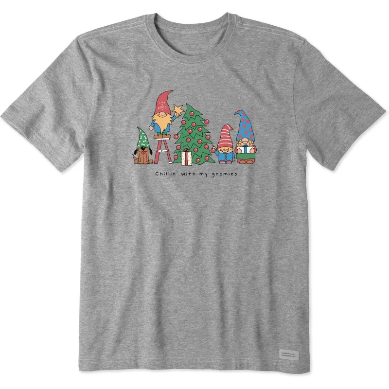 Men's Chillin' with my Gnomies Tree Short Sleeve Crusher Tee sold by Life is Good