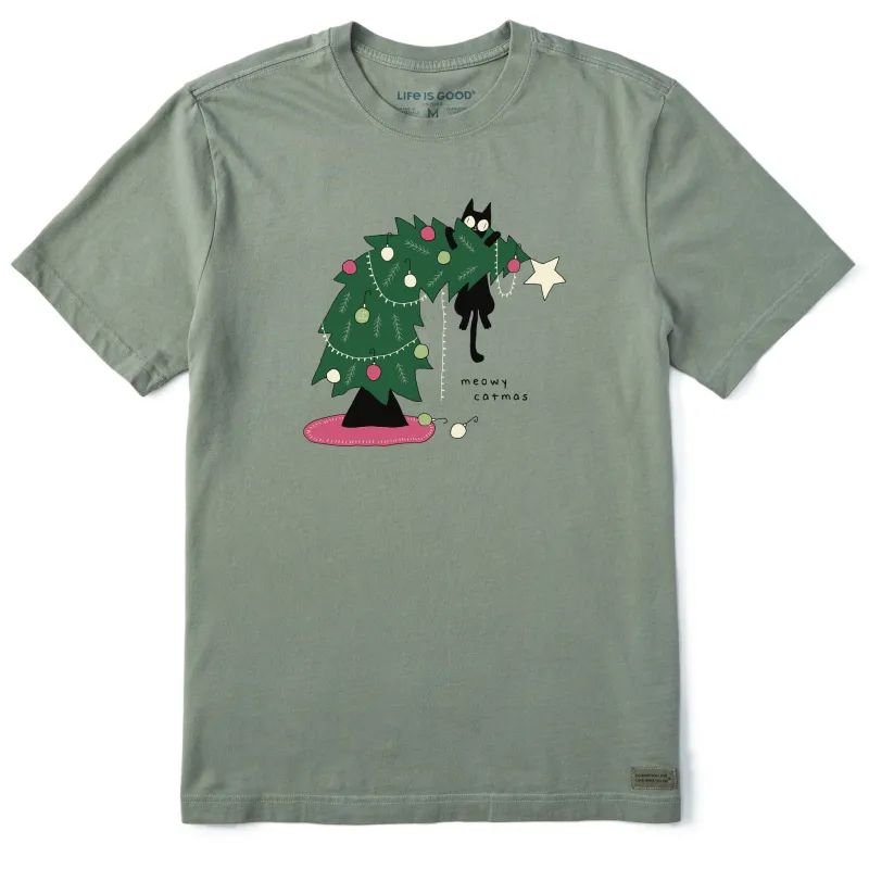 Men's Meowy Catmas Short Sleeve Crusher Tee sold by Life is Good