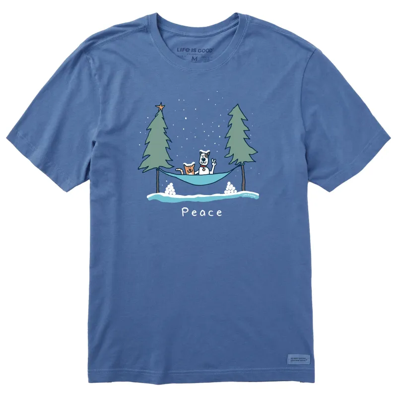 Men's Peace Holiday Hammock Short Sleeve Crusher Tee sold by Life is Good