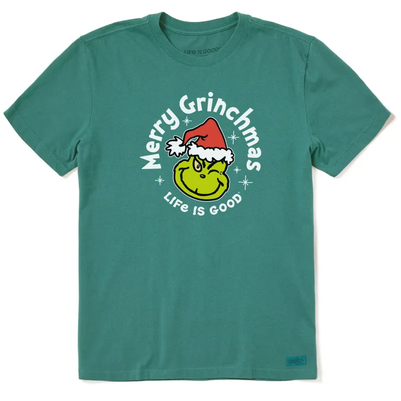 Men's Merry Grinchmas Wink Short Sleeve Crusher Tee sold by Life is Good