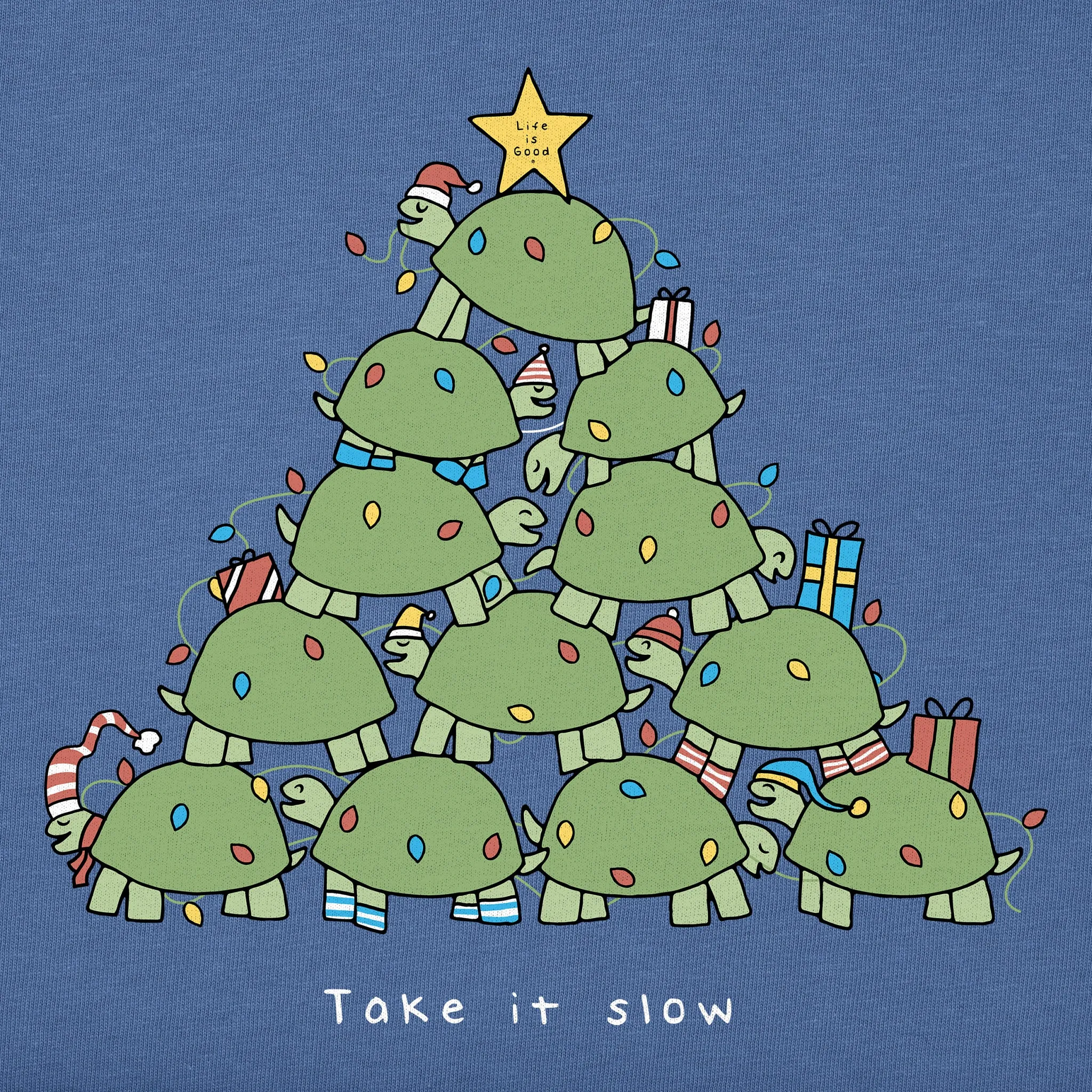 Men's Take it Slow Turtle Xmas Tree Short Sleeve Crusher Tee sold by Life is Good product image thumbnail 2