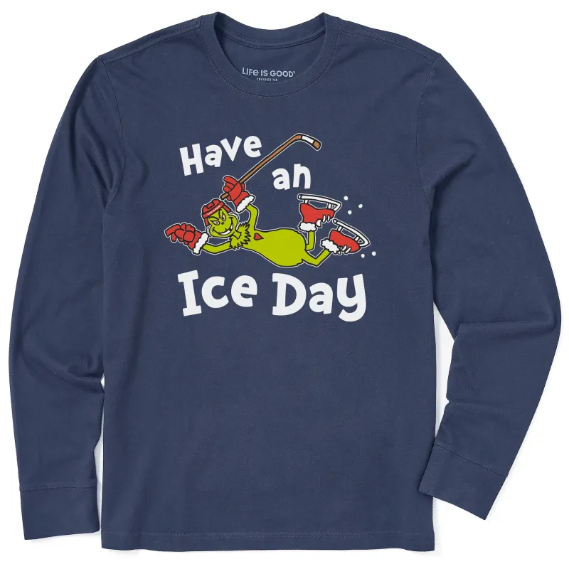 Men's Grinch Have an Ice Day Hockey Long Sleeve Crusher Tee made by Life is Good