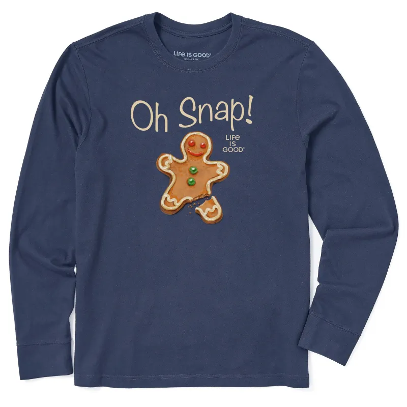 Men's Oh Snap Gingerbread Man Long Sleeve Crusher Tee sold by Life is Good