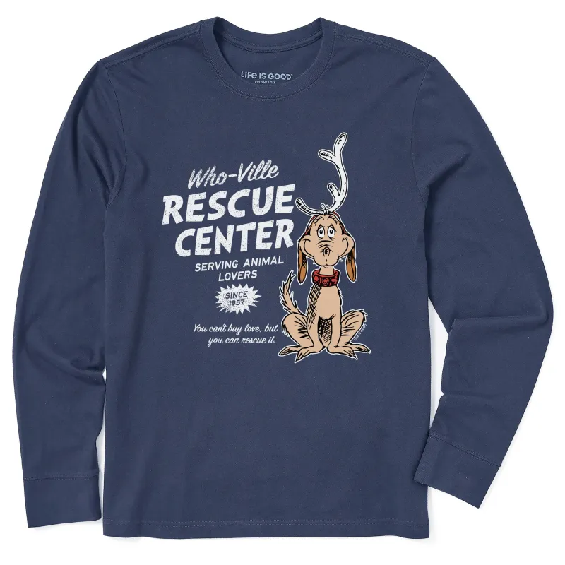 Men's WhoVille Rescue Center In Color Long Sleeve Crusher Tee sold by Life is Good