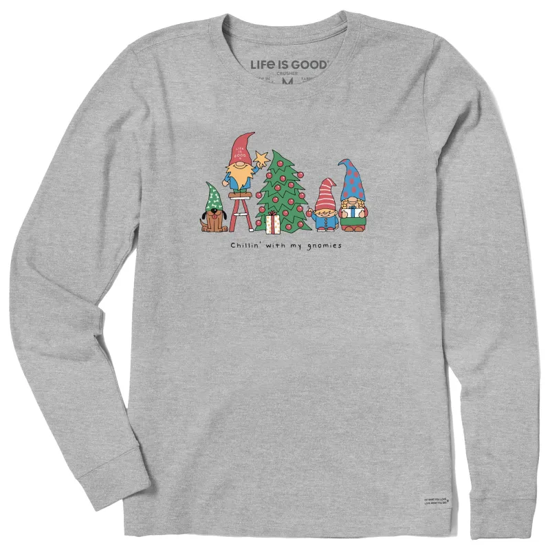 Women's Chillin' with my Gnomies Tree Long Sleeve Crusher Tee made by Life is Good
