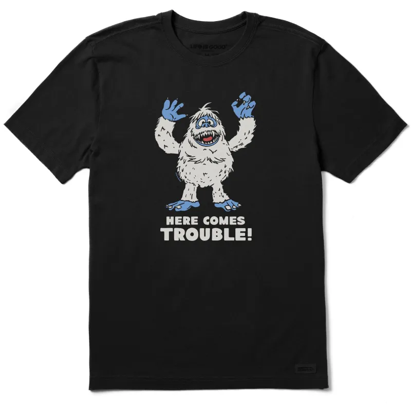 Men's Bumble Here Comes Trouble Short Sleeve Crusher Tee sold by Life is Good