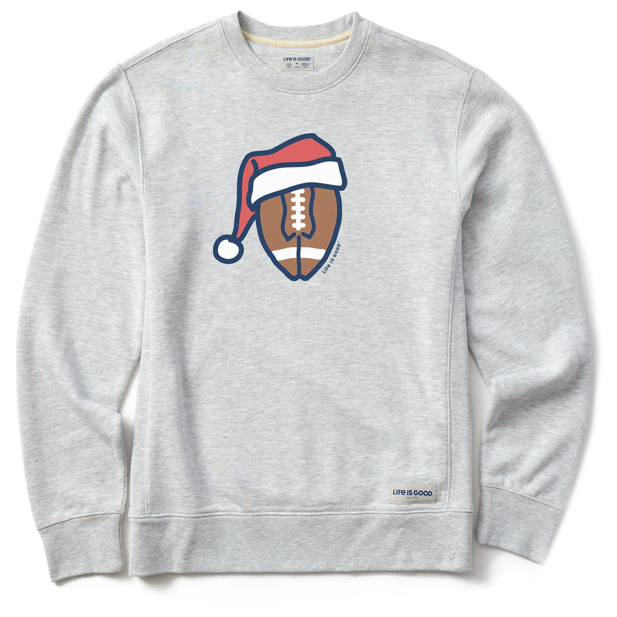 Men's Santa Football Simply True Fleece Crew sold by Life is Good