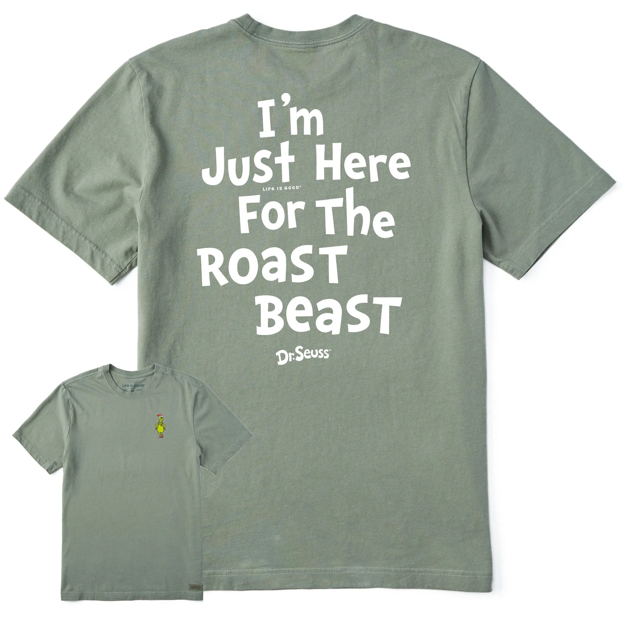Men's Grinch Here for the Roast Beast Short Sleeve Crusher Tee sold by Life is Good product image thumbnail 4