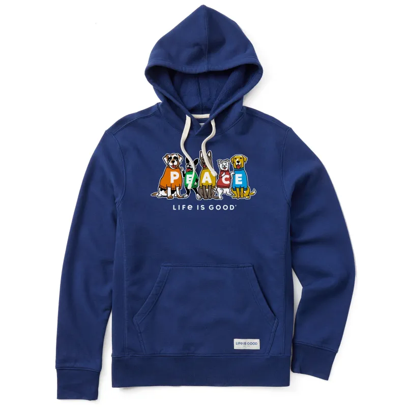 Men's Peace Dogs Simply True Fleece Hoodie sold by Life is Good