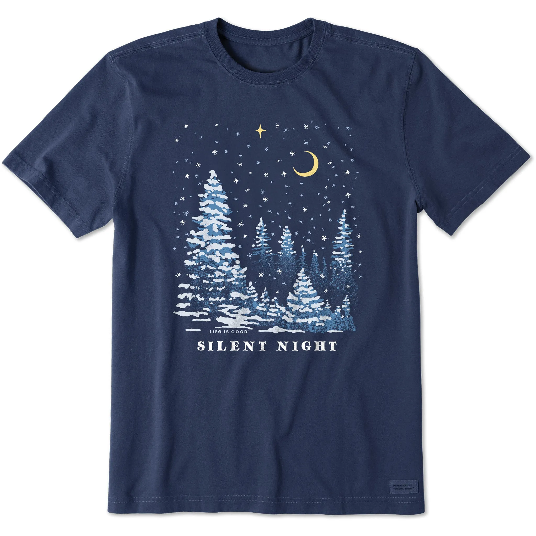 Men's Silent Snowy Night Short Sleeve Crusher Tee sold by Life is Good