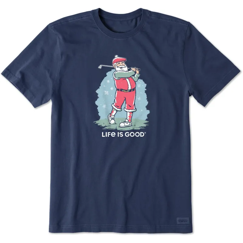 Men's Santa Golfing Short Sleeve Crusher Tee sold by Life is Good