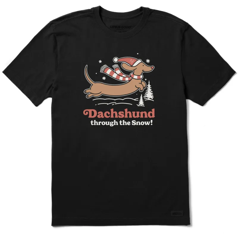 Men's Dachshund Through the Snow Short Sleeve Crusher Tee sold by Life is Good