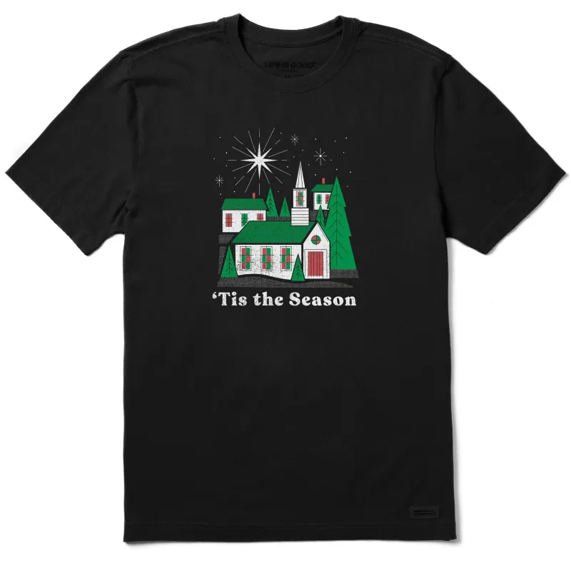 Men's Tis the Season Village Short Sleeve Crusher Tee sold by Life is Good